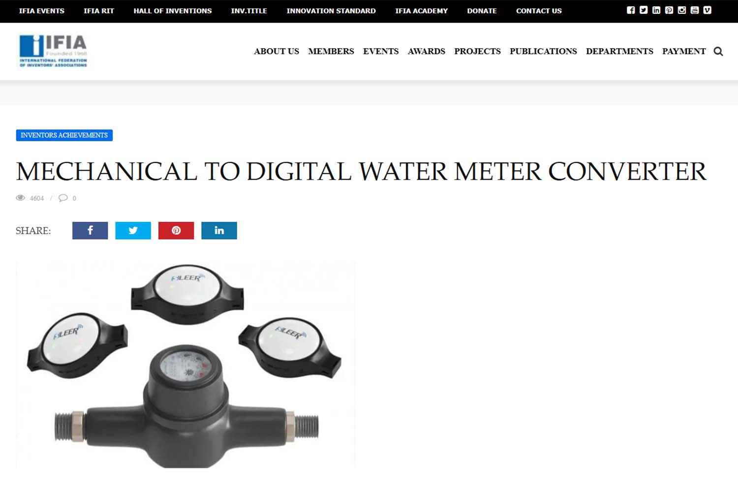 IFIA : Mechanical to Digital Water Meter Converter
