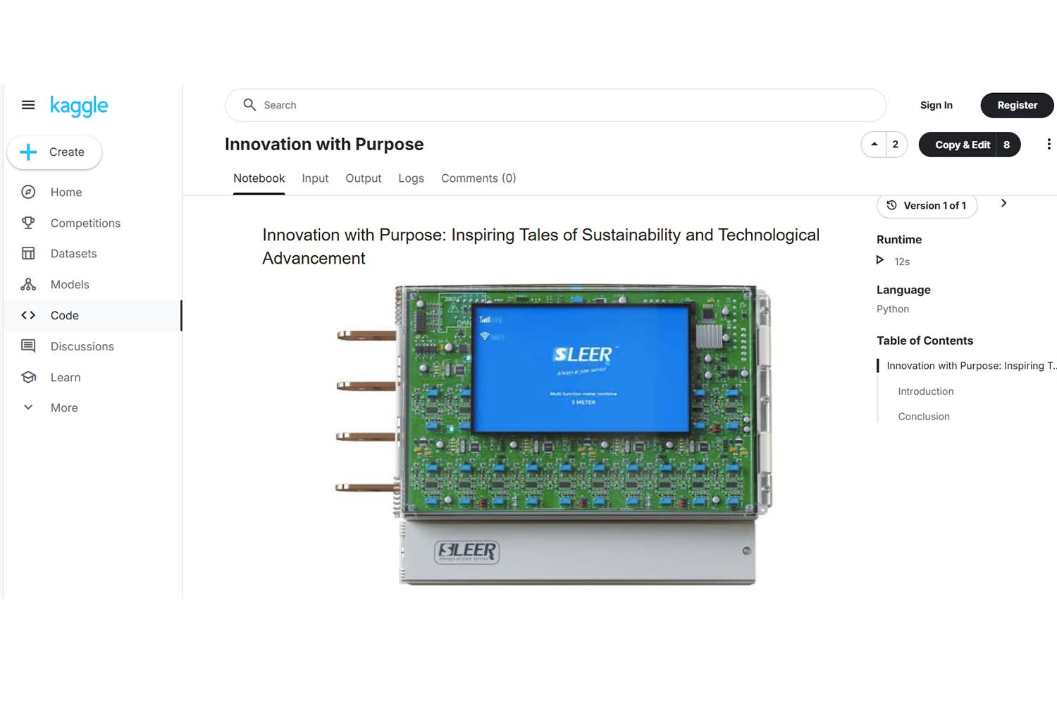 KAGGLE :Inspiring Tales of Sustainability and Technological Advancement
